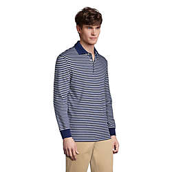 Men's Long Sleeve Jacquard Super Soft Supima Polo Shirt, alternative image