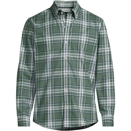 Non-iron Twill Shirt, Traditional Fit, Men, size: XXL, regular, Green, Cotton, by Lands' End