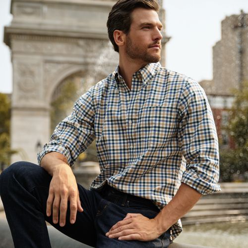 Plus Size 4XL-M Luxury Print Long Sleeve Plaid Shirt For Men