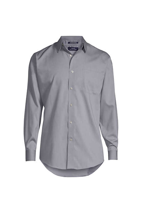 Men's Long Sleeve Straight Collar Solid No Iron Pinpoint