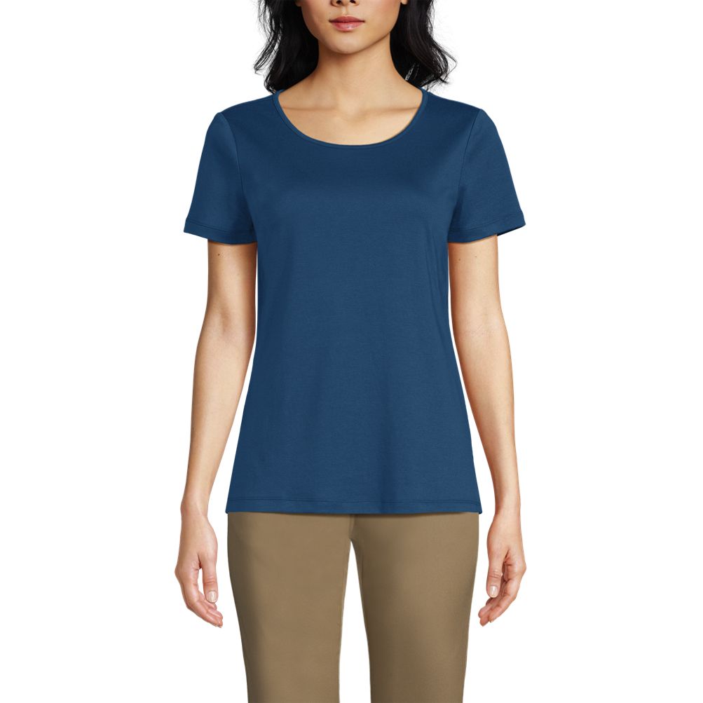 Women's Short Sleeve Jewelneck Tee | Lands' End
