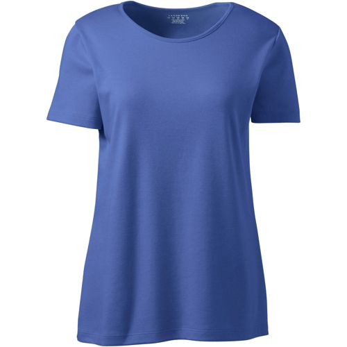 Lands' End Women's Petite Short Sleeve Jersey Extra Long Vneck