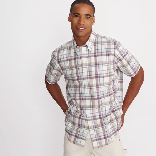 Plaid Shirt Mens Short Sleeve Button Down Collar One Pocket NEW Colors TRUE  FIT