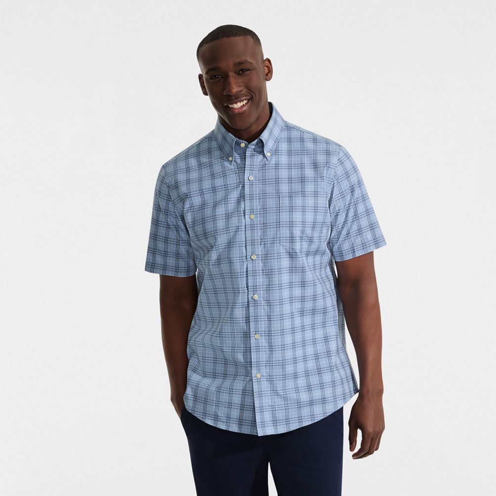 Men's Short Sleeve No Iron Twill Shirt | Lands' End