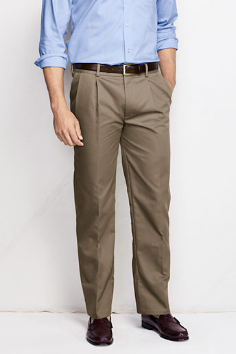 Men's Plain Front Traditional Fit No Iron Twill Dress Pants - Khaki, 40 ...