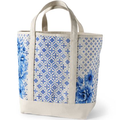 Large Print 5 Pocket Open Top Canvas Tote Bag - image 3