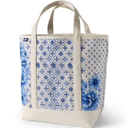 Large Print 5 Pocket Open Top Canvas Tote Bag - primary