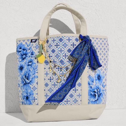 Large Print 5 Pocket Open Top Canvas Tote Bag - image 1