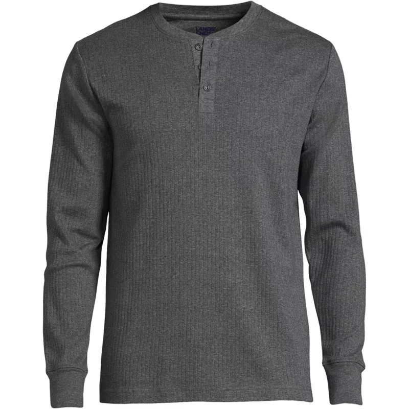 Men's Knit Rib Pajama Henley, Front