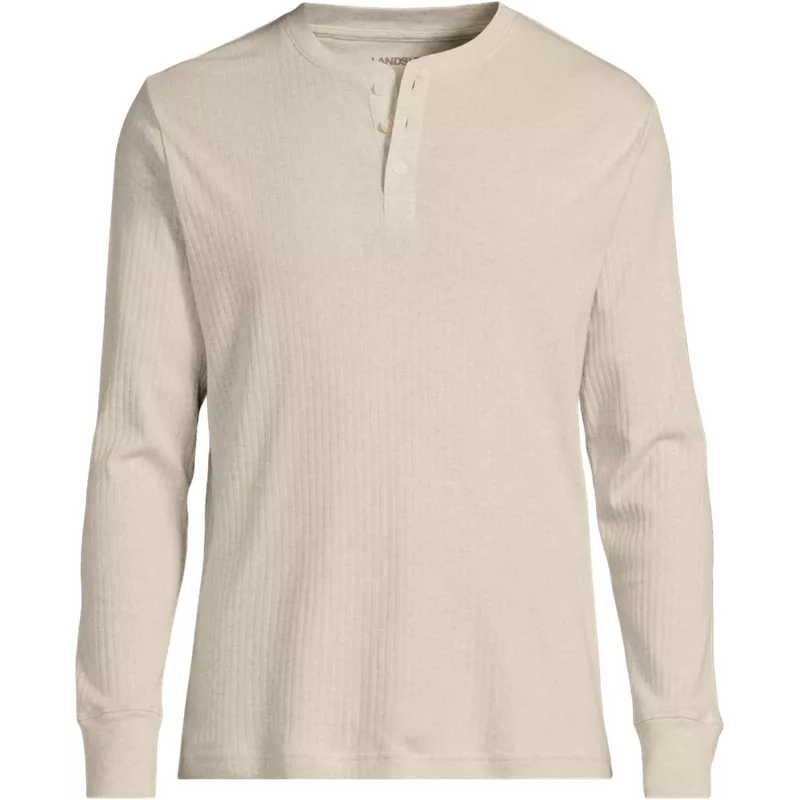 Men's Big Knit Rib Pajama Henley, Front
