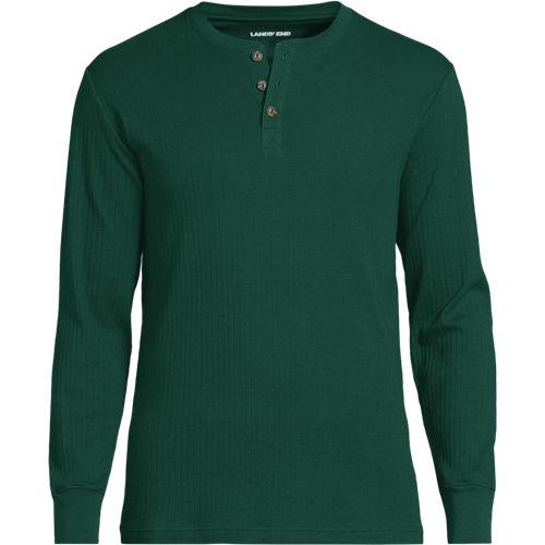 Henley Pyjama T-shirt, Men, size: M, regular, Green, Cotton, by Lands' End