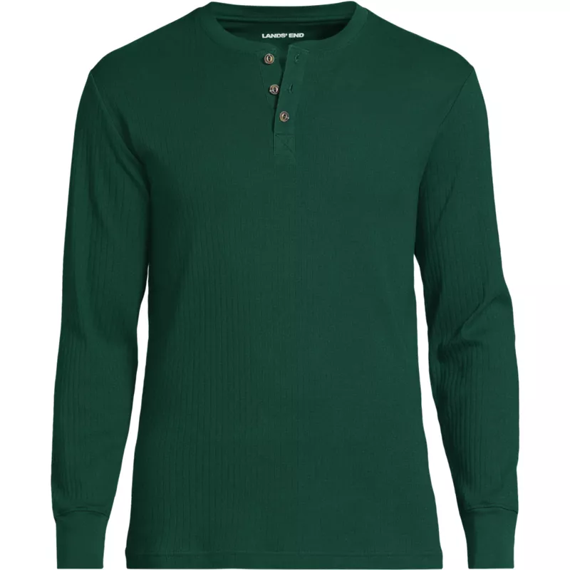 Men's Big and Tall Knit Rib Pajama Henley, Front