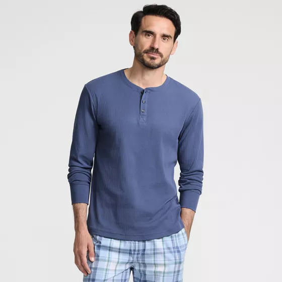 Men's Knit Rib Pajama Henley - primary