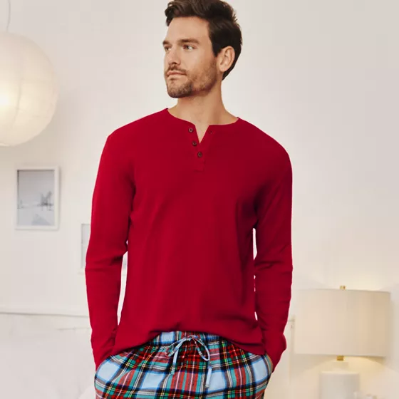 Men's Knit Rib Pajama Henley - primary