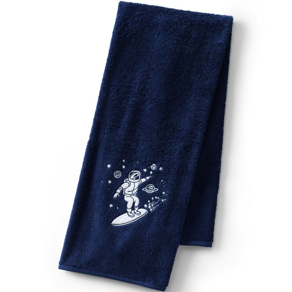 Kids Cotton AppliquÃ© Bath Towel - Lands' End - White - Yahoo Shopping