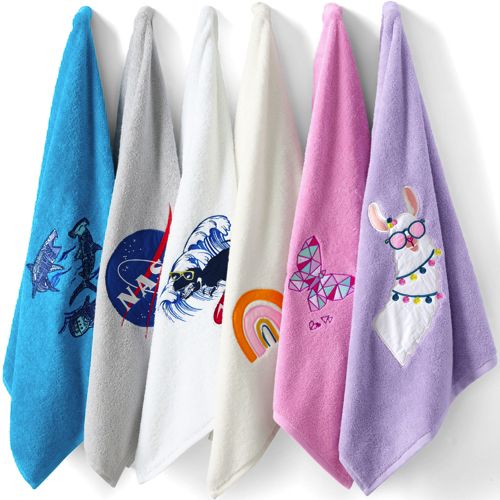 Essential Cotton 6-Piece Bath Towel Set - Lands' End - Purple