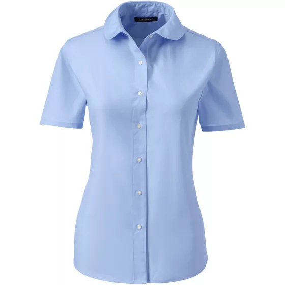 Women's Short Sleeve Peter Pan Collar Broadcloth Shirt - primary
