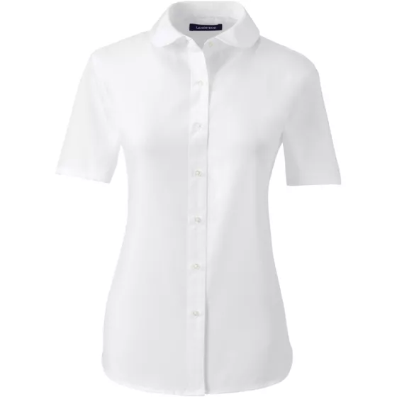 Women's Short Sleeve Peter Pan Collar Broadcloth Shirt - primary