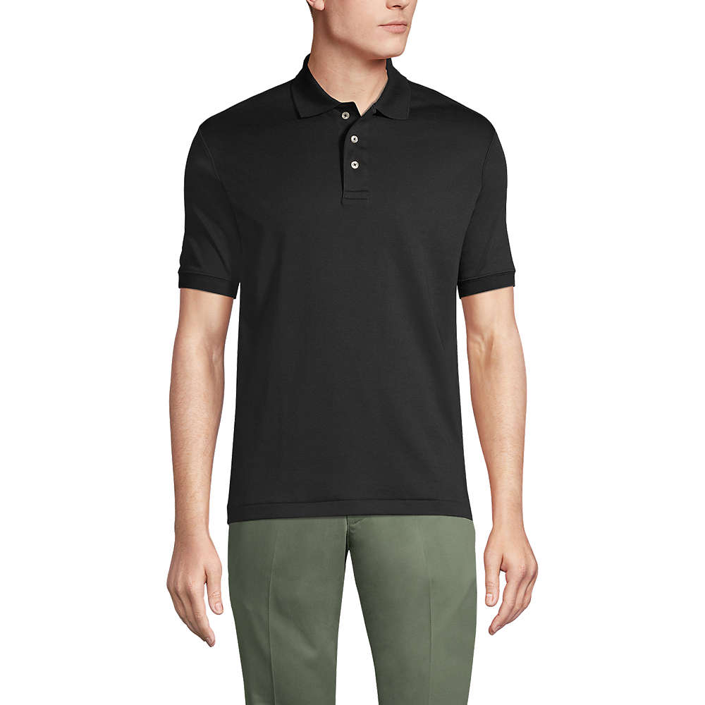 Men's Short Sleeve Tailored Fit Banded Pima Polo Shirt, Front