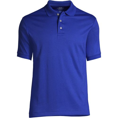 Men's Custom Logo Banded Cuff Short Sleeve Tailored Fit Supima Cotton Polo Shirt
