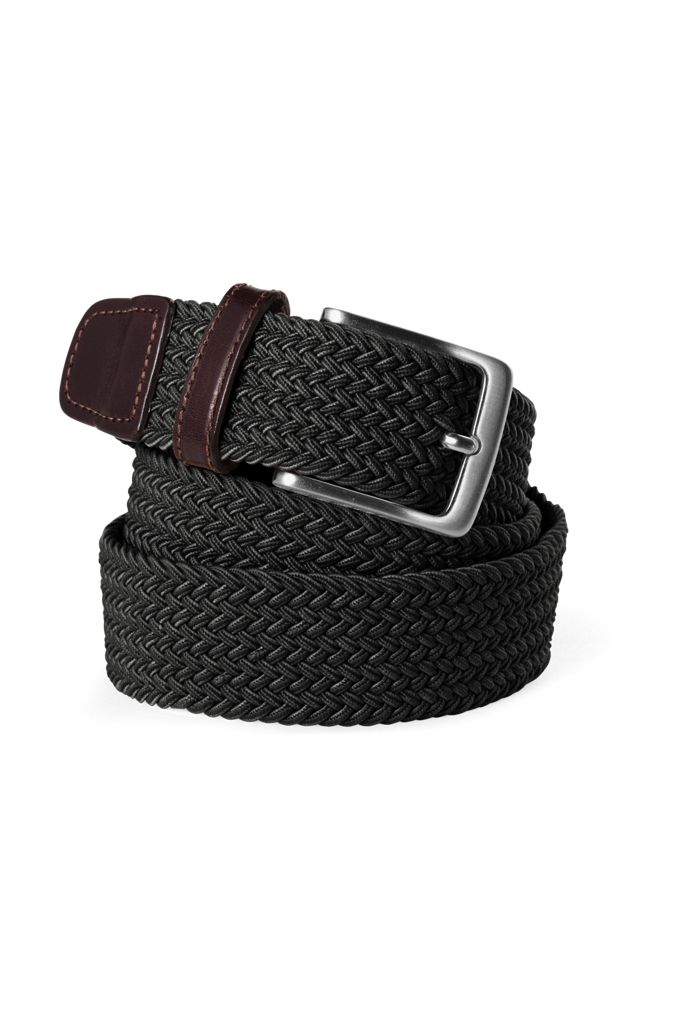 Lands' End Men's Elastic Braid Belt In Black