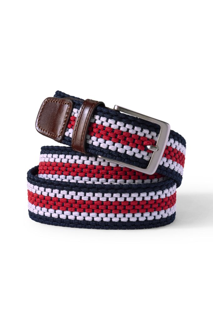 Men's Elastic Braid Belt - Lands' End - Red - XXL