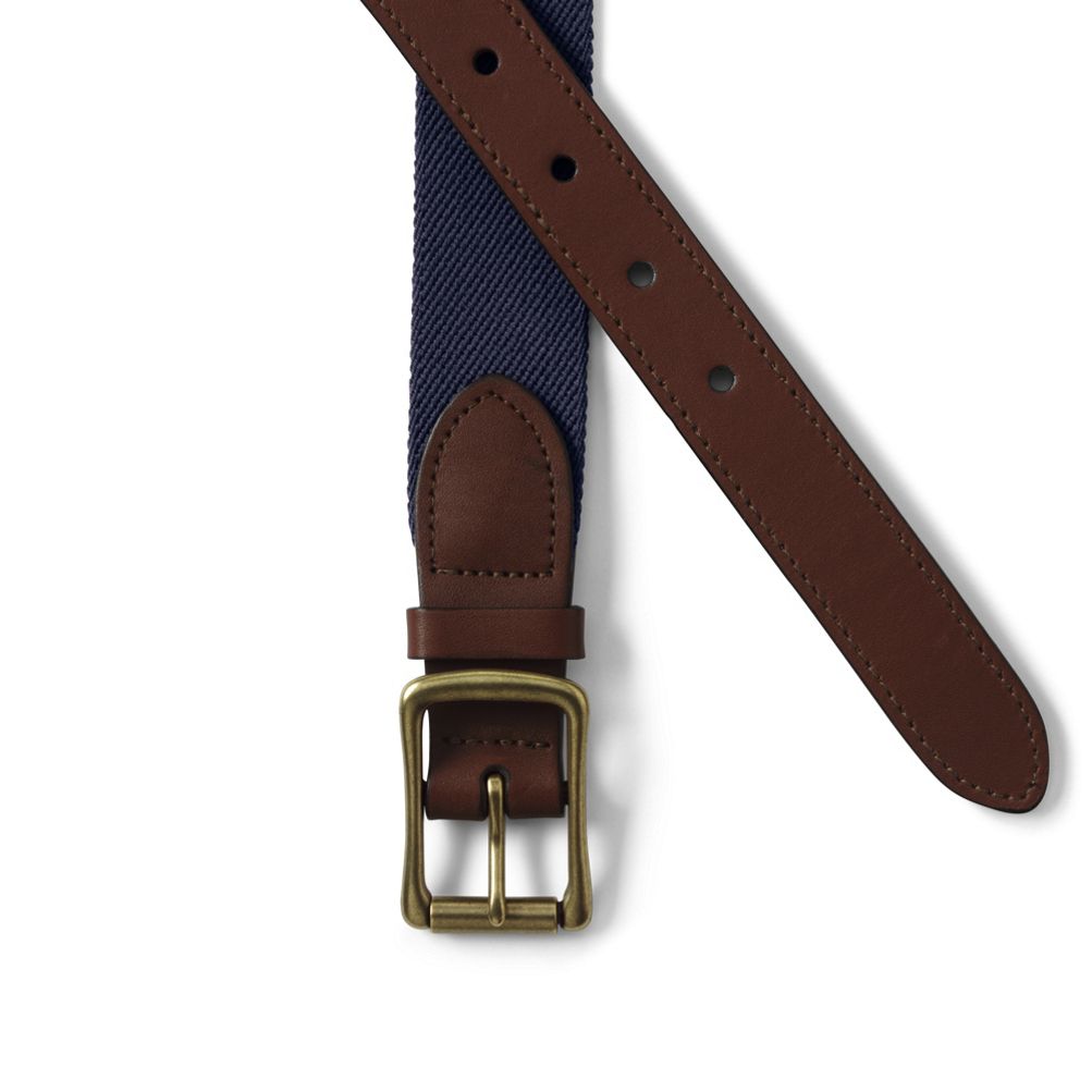 Stretch Leather Tab Belt Navy 46 (Waist Size 44/45)