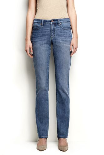 Women's Mid Rise Straight Leg Jeans | Lands' End