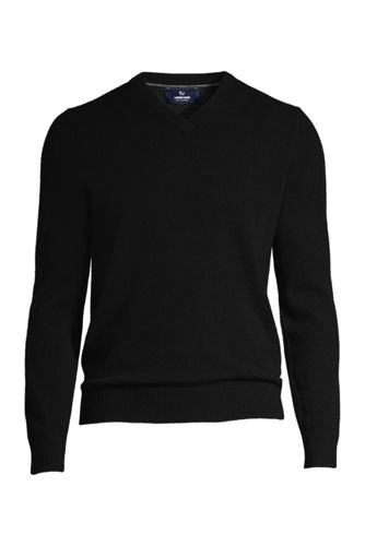 【送料無料】【ランズエンド LANDS' END】メンズ・ランズエンド・カシミヤ／Vネック／長袖/S/ブラック