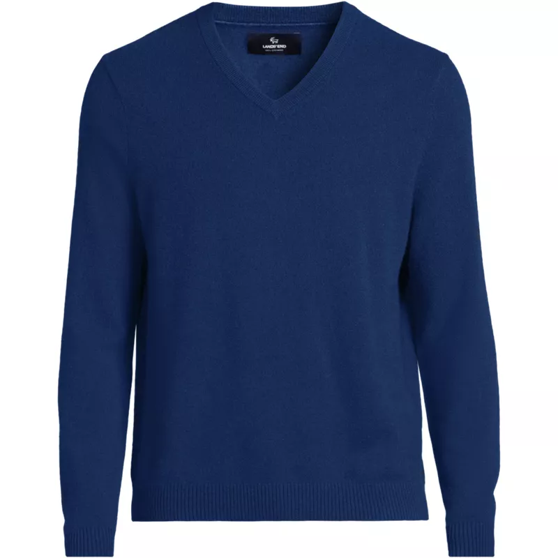 Men's Tall Fine Gauge Cashmere V-neck Sweater, Front