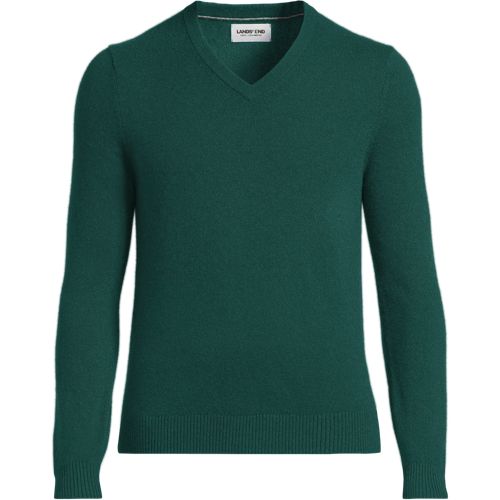 V-neck Cashmere Jumper, Men, size: L, regular, Green, Cashmere, by Lands' End