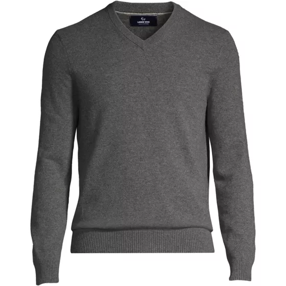 Men's Big and Tall Fine Gauge Cashmere V-neck Sweater - primary