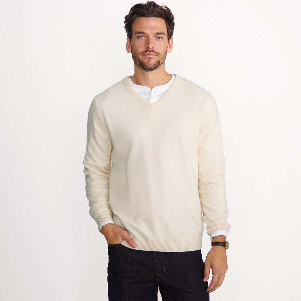 Men's Fine Gauge Cashmere V-neck Sweater | Lands' End