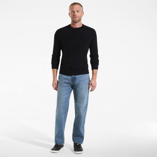 Crew Neck Cashmere Jumper, Men, size: M, regular, Black, Cashmere, by Lands' End
