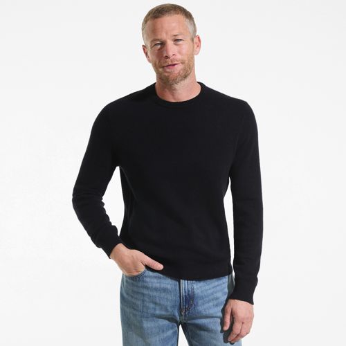  Lands' End Kaschmirpullover Mit Rundem Ausschnitt, Herren, Größe:44-46 Regular, Schwarz, Kaschmir, By Lands' End 