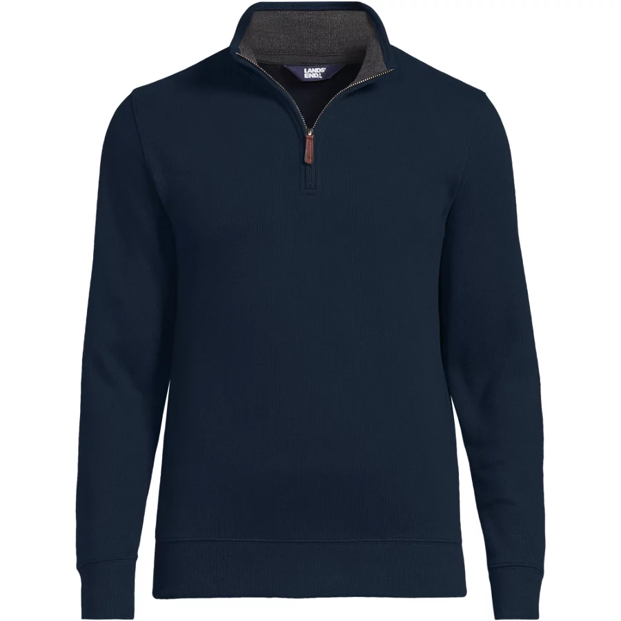 School Uniform Men's Bedford Rib Quarter Zip Sweater