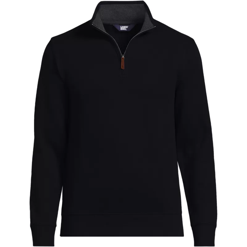 Big and Tall Bedford Rib Quarter Zip Pullover Sweater, Front