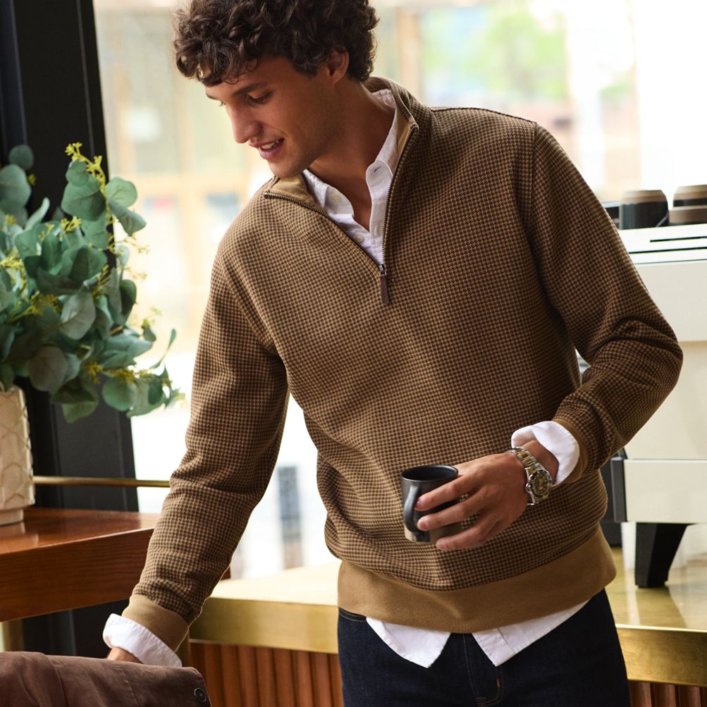 Mens tan quarter zip sweater sale