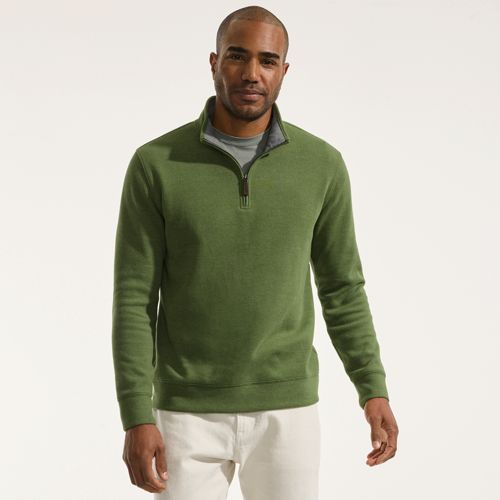 Bedford Quarter Zip Jumper, Men, size: XXL, regular, Green, Cotton, by Lands' End