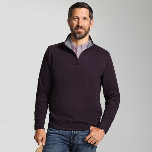 Bedford Quarter Zip Jumper, Men, size: XXL, regular, Red, Cotton, by Lands' End