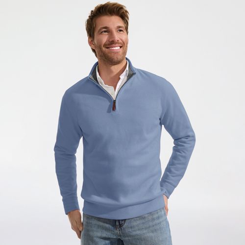 Bedford Quarter Zip Jumper, Men, size: S, regular, Blue, Cotton, by Lands' End