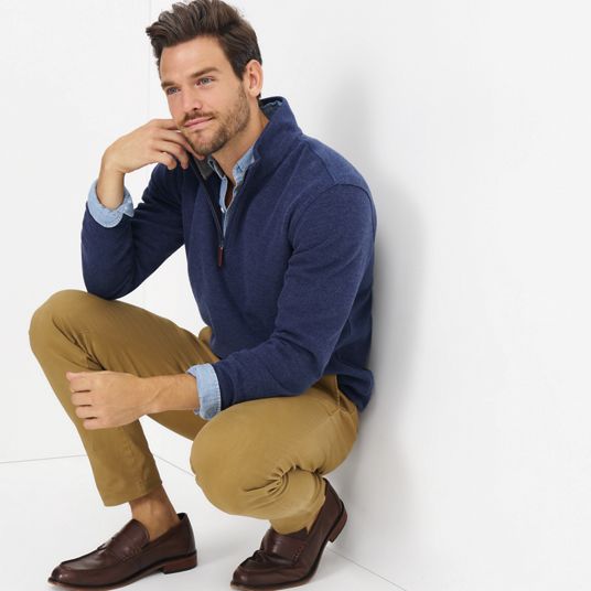 Mens Quarter-zip Pullovers Bedford Rib Tops | Lands' End