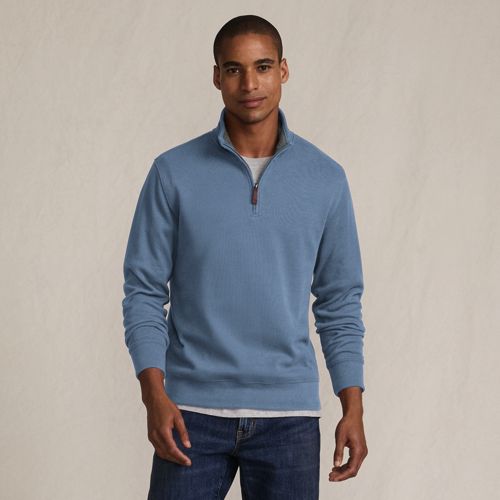 Bedford Quarter Zip Jumper, Men, size: XXL, regular, Blue, Cotton, by Lands' End