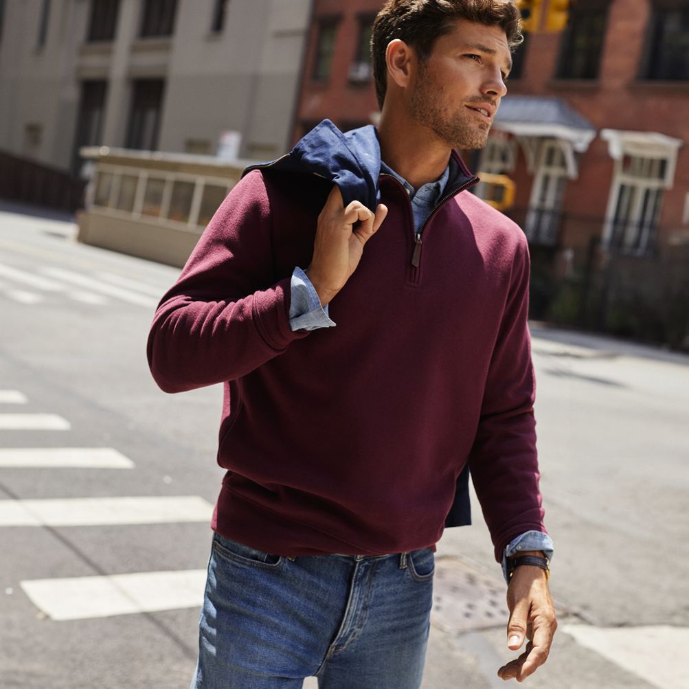Bedford Rib Quarter Zip Pullover Sweater | Lands' End