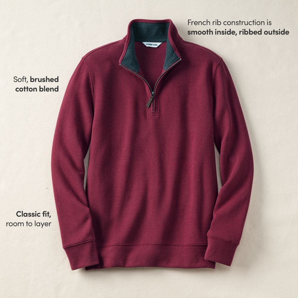 Bedford Rib Quarter Zip Pullover Sweater | Lands' End