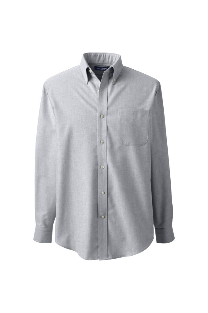 Men's Big and Tall Long Sleeve Buttondown Oxford Shirt - Lands' End - Gray - 2XL
