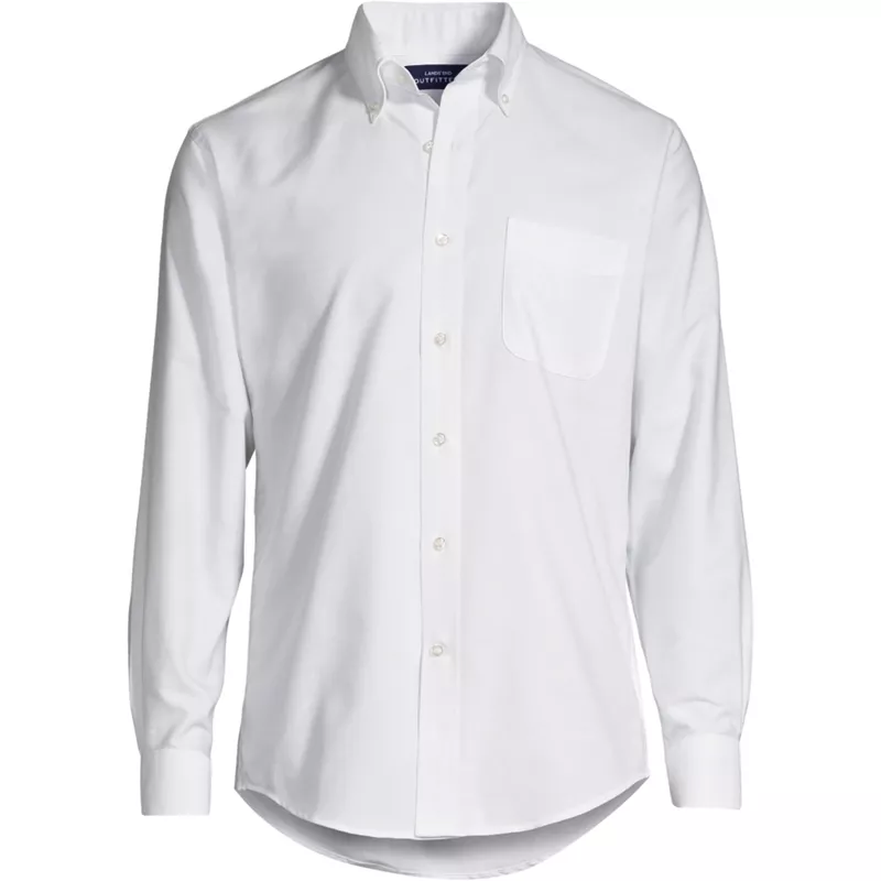 Men's Big Long Sleeve Buttondown Pattern Oxford Shirt, Front