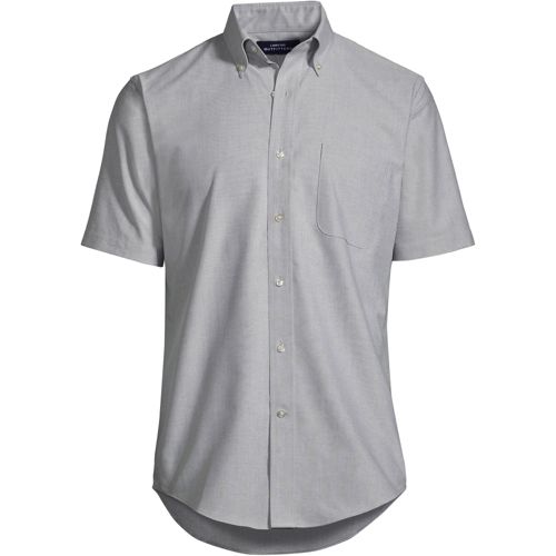 Custom Logo Men's Short Sleeve Button Down Oxford Shirt