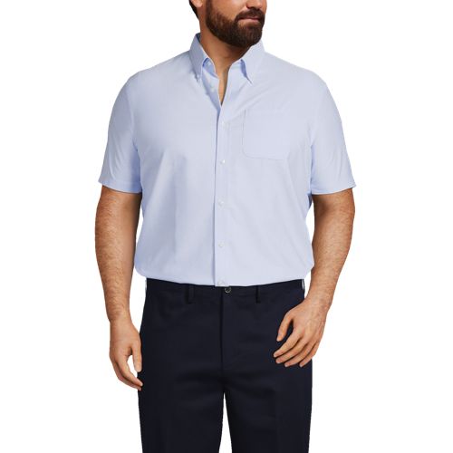 Men's Big & Tall Short Sleeve Buttondown Stain Release Oxford Sport Shirt
