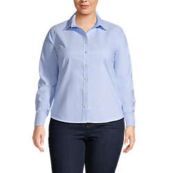 Women's Plus Size Long Sleeve Oxford Shirt, Front